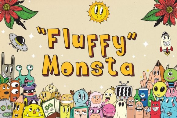 Fluffy Monsta Font: A Cute Doodle Typeface for Branding